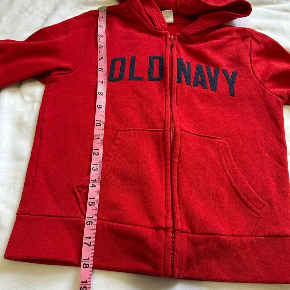 Old Navy Kids Red Zip Up Logo Hoodie Sweatshirt Size S 6-7‎